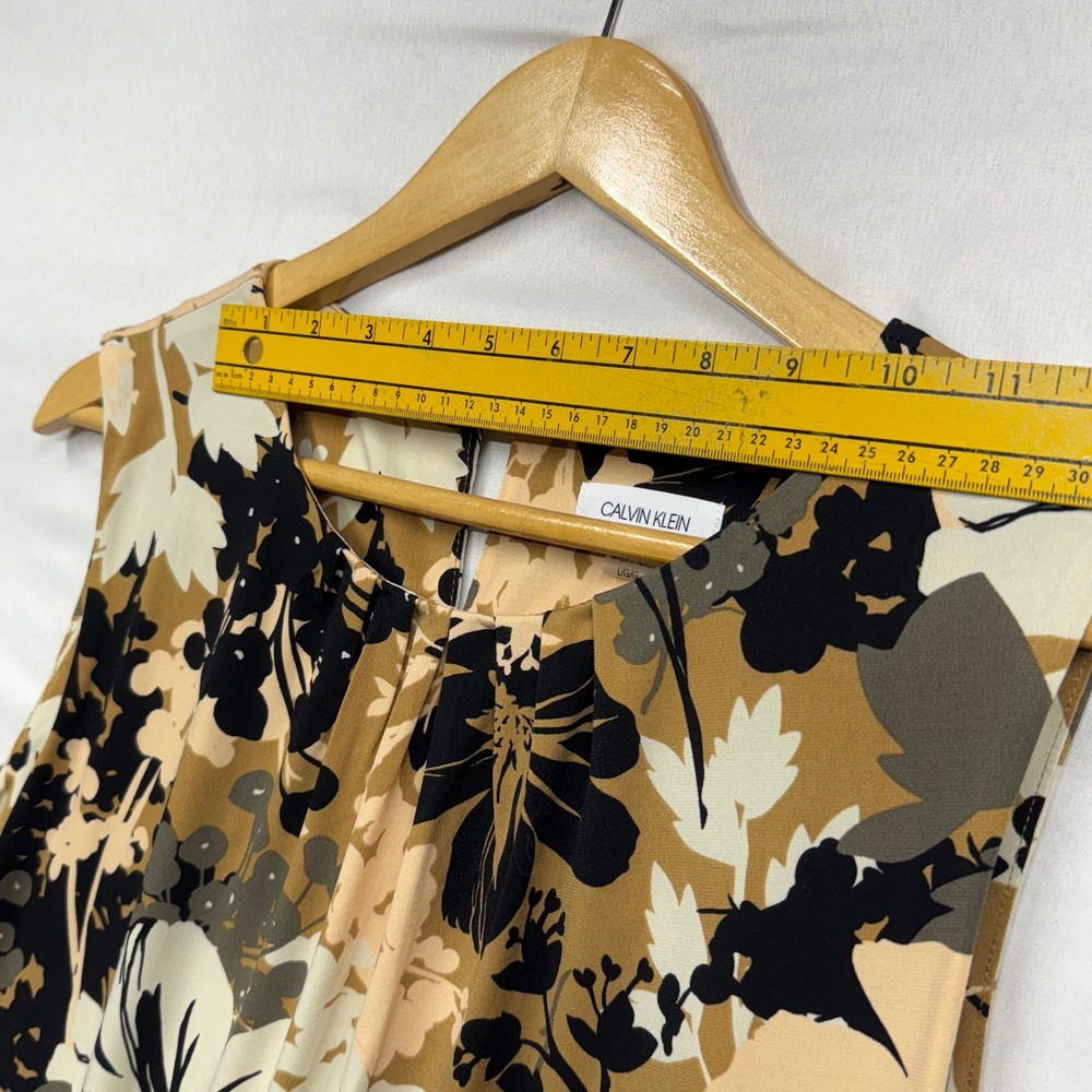Calvin Klein‎ Sleeveless Floral Print Pleated Neck Top Women's Size L G G - Picture 3 of 10